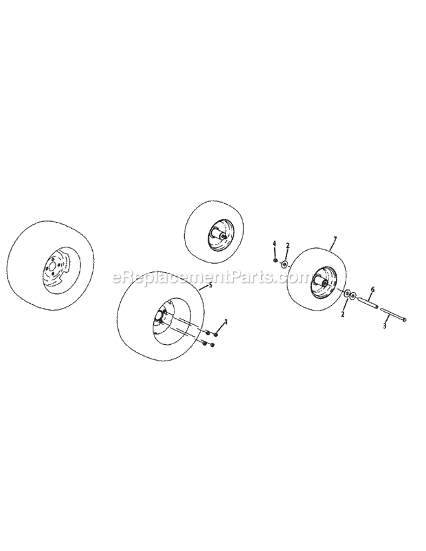 Wheel Assembly Diagram and Parts List for S6031-KW 53DI8DU6050-31HP Cub Cadet Lawn Tractor